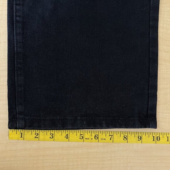Denim Jeans Distressed Size Large 32x31 Regular Wide Leg High Rise Black NWOT - Picture 9 of 9